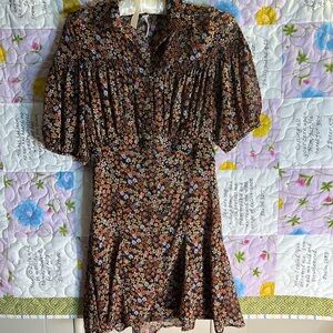 Free People Bonnie multi color Floral Black mini Dress XS